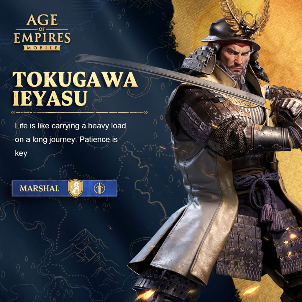 Le héros Tokugawa Ieyasu dans Age Of Empires Mobile.