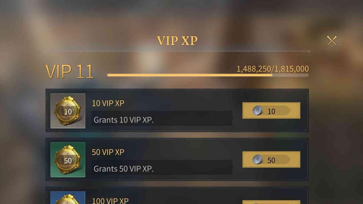 Le niveau VIP 11 dans Age of Empires Mobile.