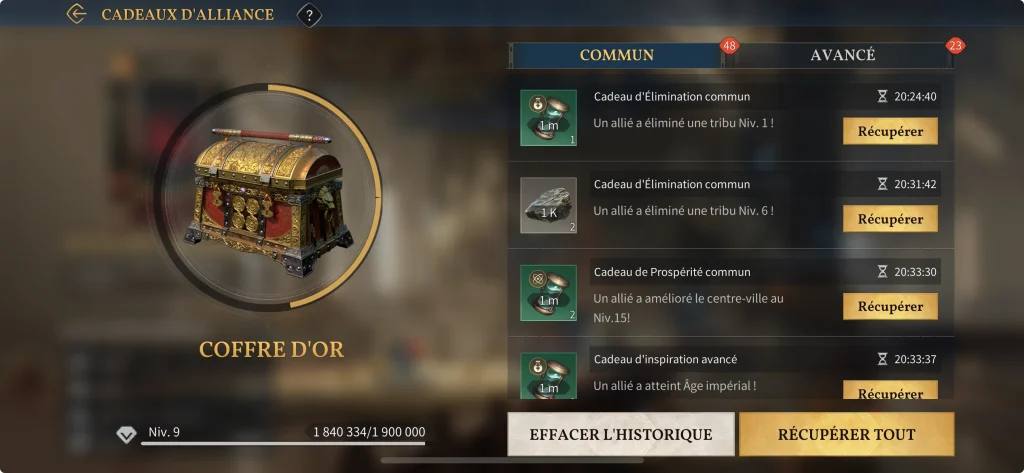 Les cadeaux d'alliance dans Age Of Empires Mobile.