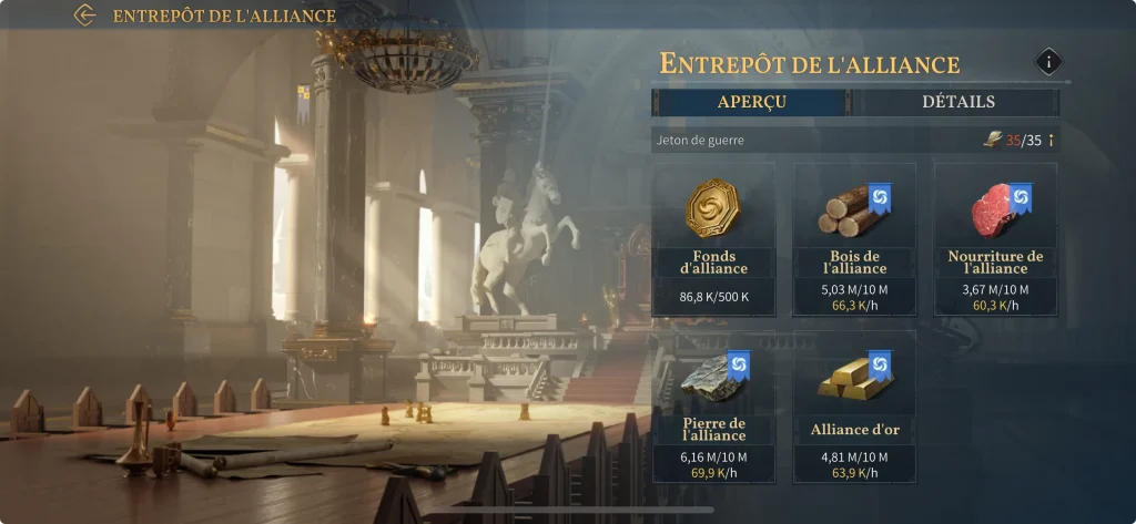 L'entrepôt de l'alliance dans Age Of Empires Mobile.
